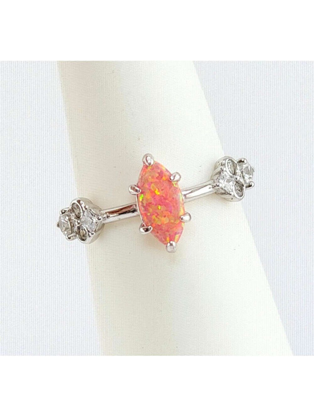Bomb Party RETRO Sterling Club Sz 9 Peach Fire Opal on .925 Silver RBP2969
